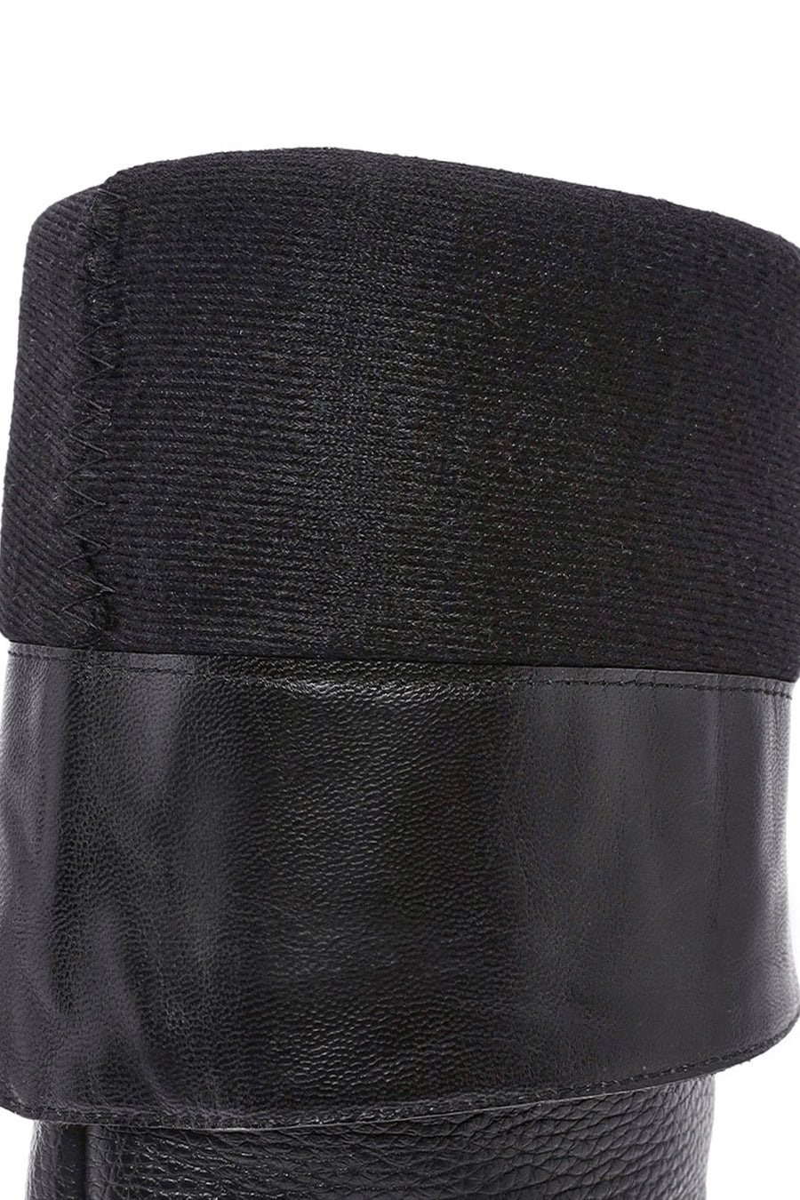 Women's Black Thick Heel Leather Boots