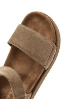 Women's Brown Strappy Thick Soled Suede Leather Sandals | Derimod