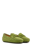 Women's Green Suede Leather Loafer | Derimod