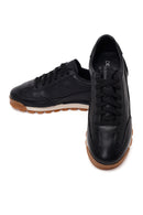 Erkek Siyah Bağcıklı Deri Sneaker | Derimod