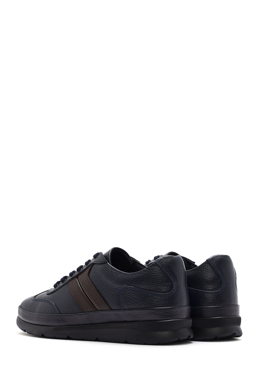 Men's Navy Blue Lace-up Leather Casual Shoes