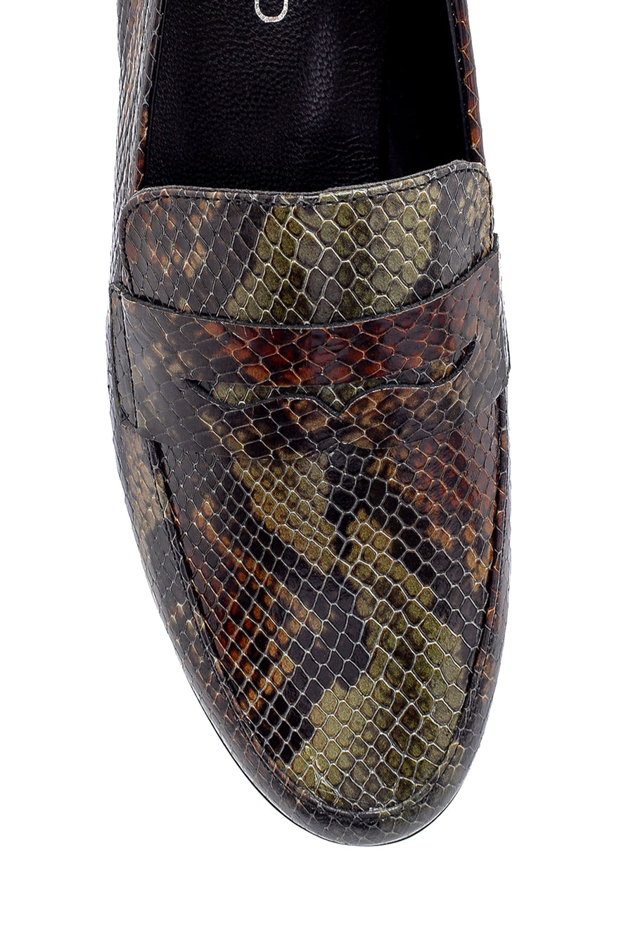 Kadın Deri Yılan Derisi Desenli Loafer