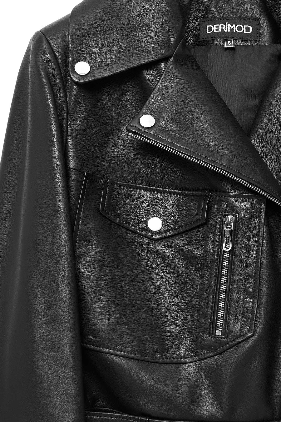 Atlantis Women's Black Double Breasted Leather Jacket