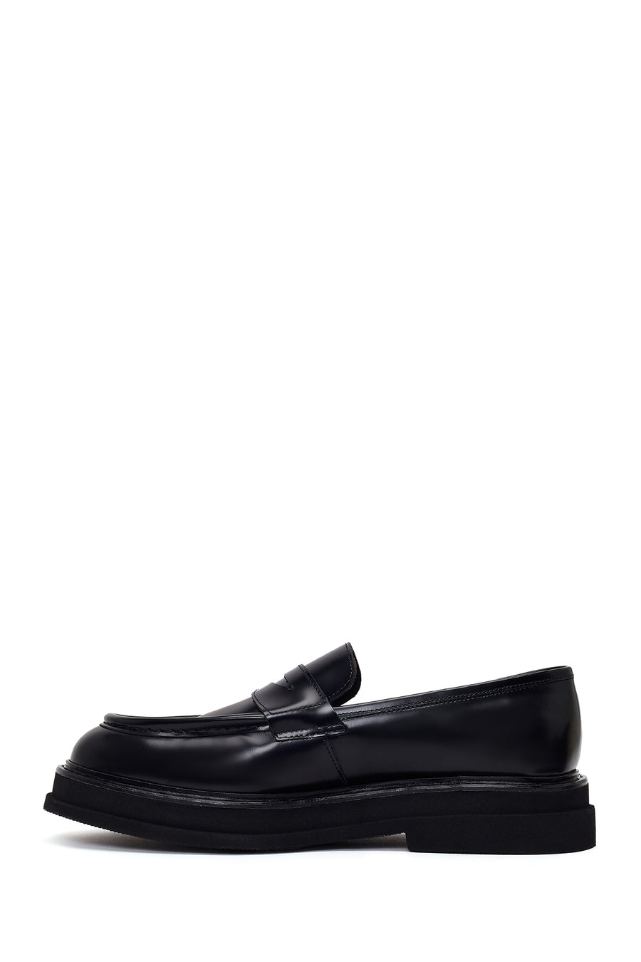 Male Black Thick-Soled Leather Loafer