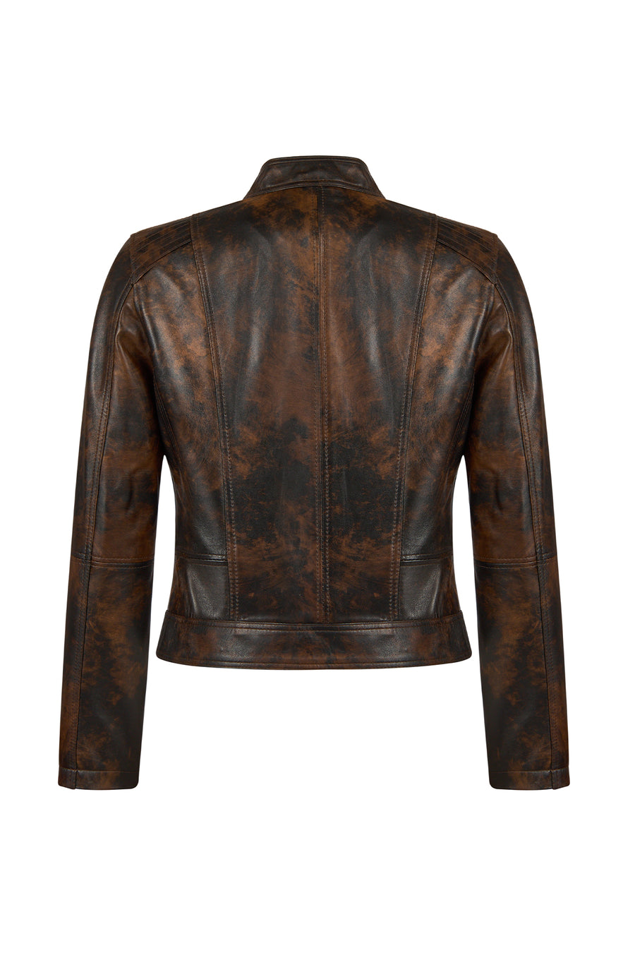 Kylie Woman Bronze Short Leather Jacket