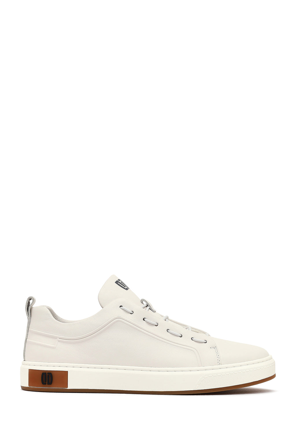 Erkek Beyaz Bağcıklı Deri Sneaker