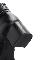 Woman Black Zip Closure Chunky-Heel Boots | Derimod