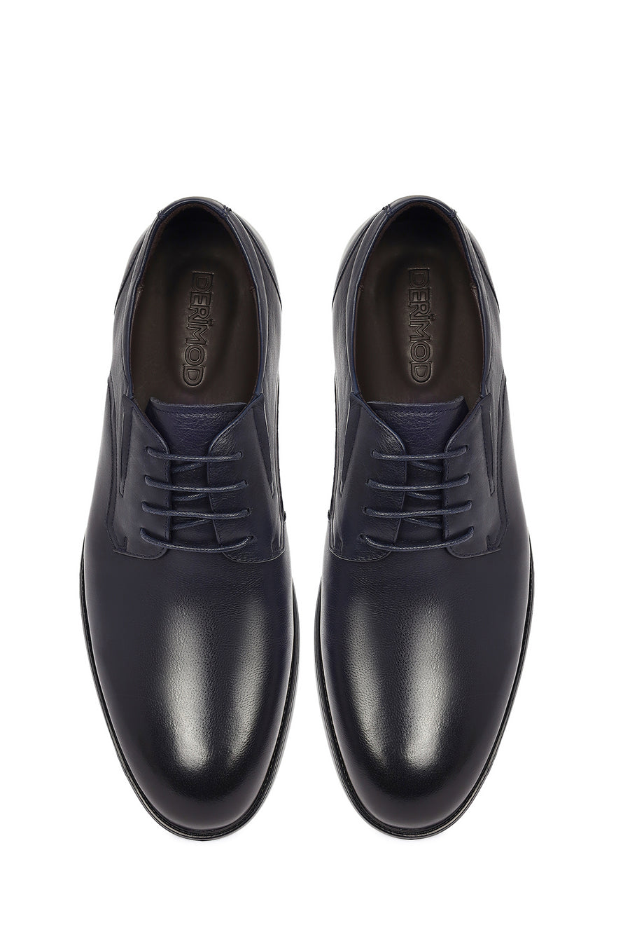Men's Navy Blue Lace-up Classic Leather Shoes