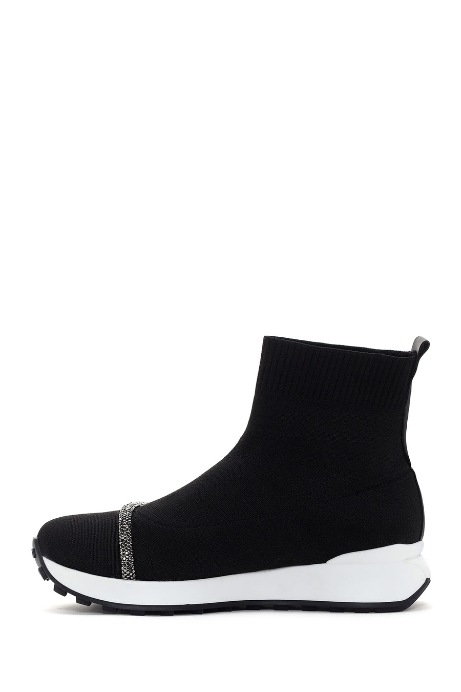 Women's Black Fabric High Top Sneakers