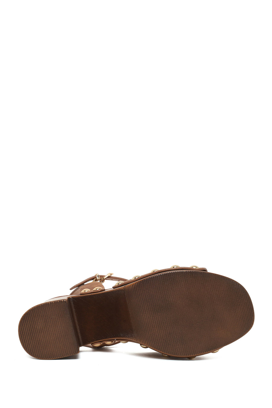 Woman Brown Ankle-Buckle Platform Chunky High-Heel Suede Sandals