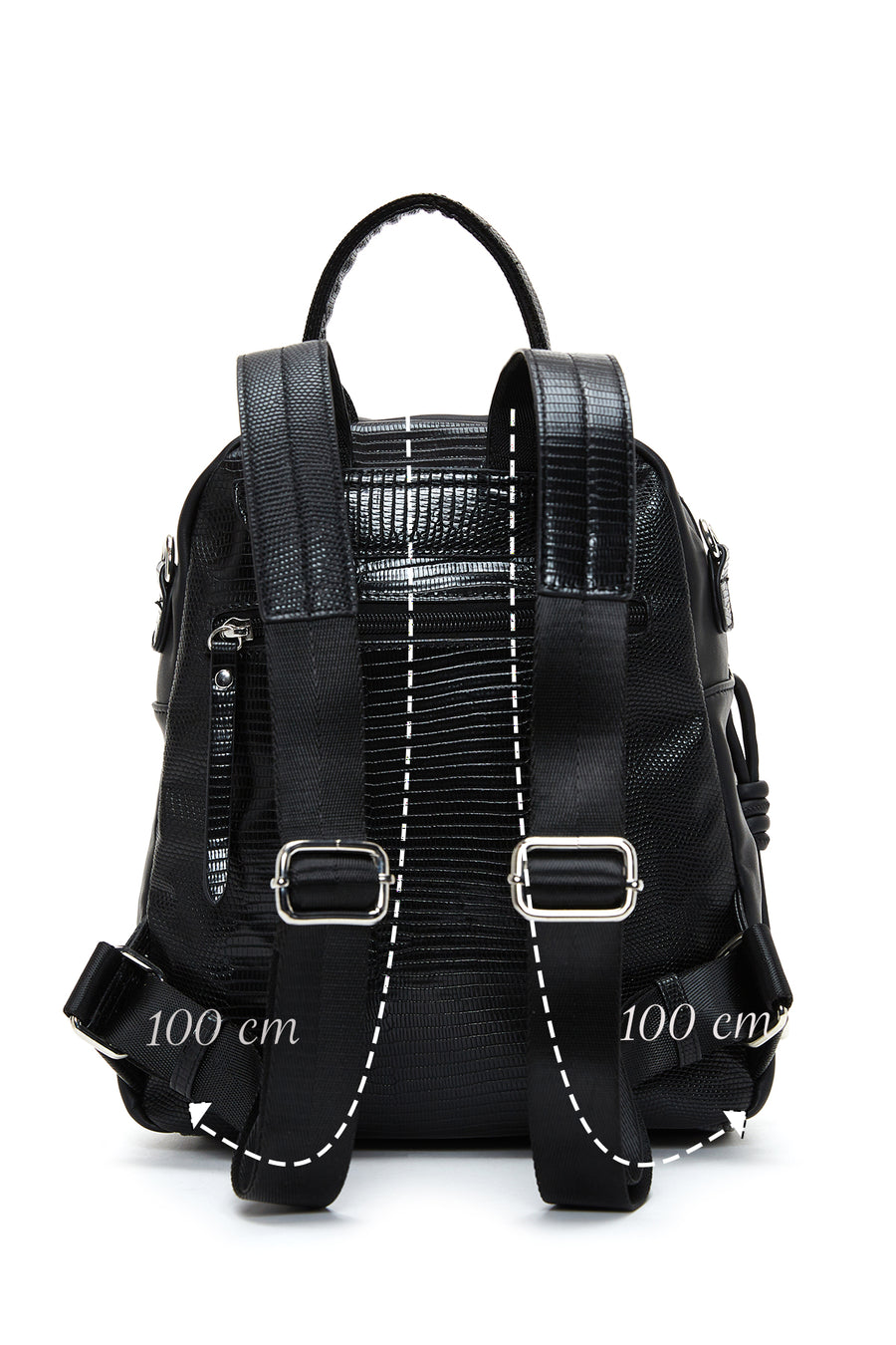 Women's Black Long Strap Backpack
