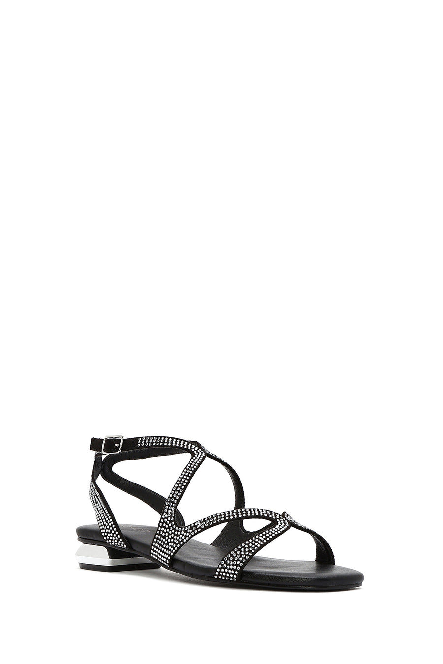 Women's Black Stone Buckle Sandals