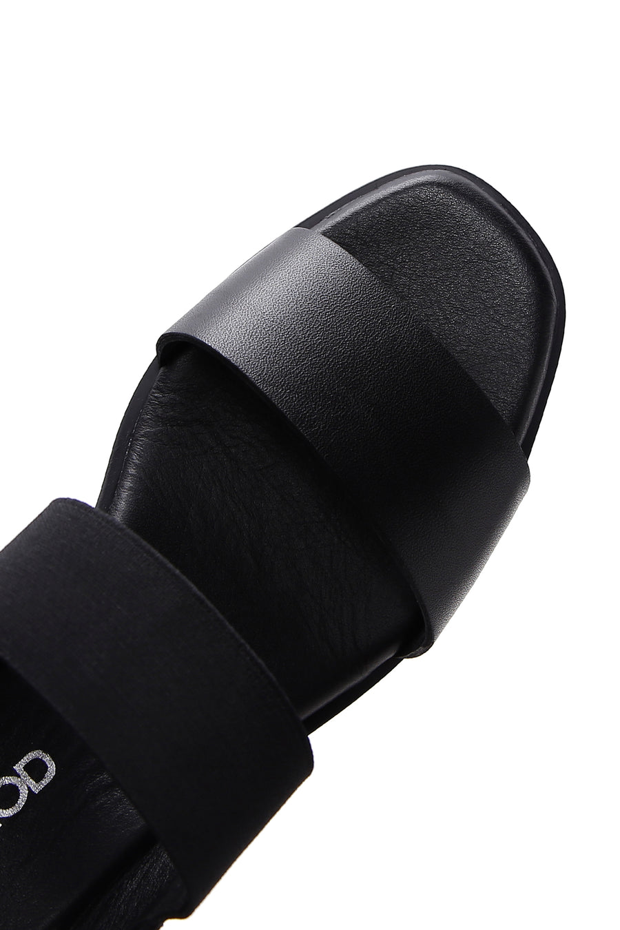 Women's Black Wedge Heeled Leather Sandals