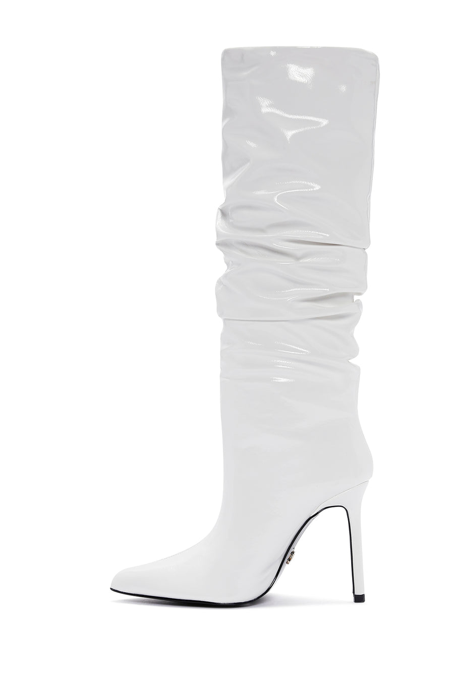 Women's White Thin Heeled Patent Leather Boots