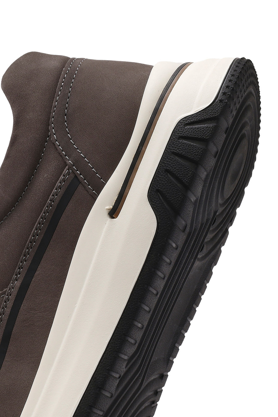Erkek Gri Bağcıklı Kalın Tabanlı Nubuk Deri Sneaker