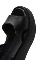 Women's Black Leather Thick-Sole Comfort Sandals | Derimod