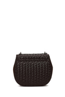 Woman Brown Chain Long-Strap Braided Crossbody Bag | Derimod