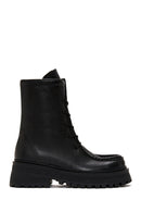 Kadın Siyah Deri Fermuarlı Düz Postal Bot | Derimod