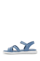 Kadın Mavi Deri Comfort Sandalet | Derimod