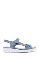 Women's Blue Leather Comfort Sandals | Derimod