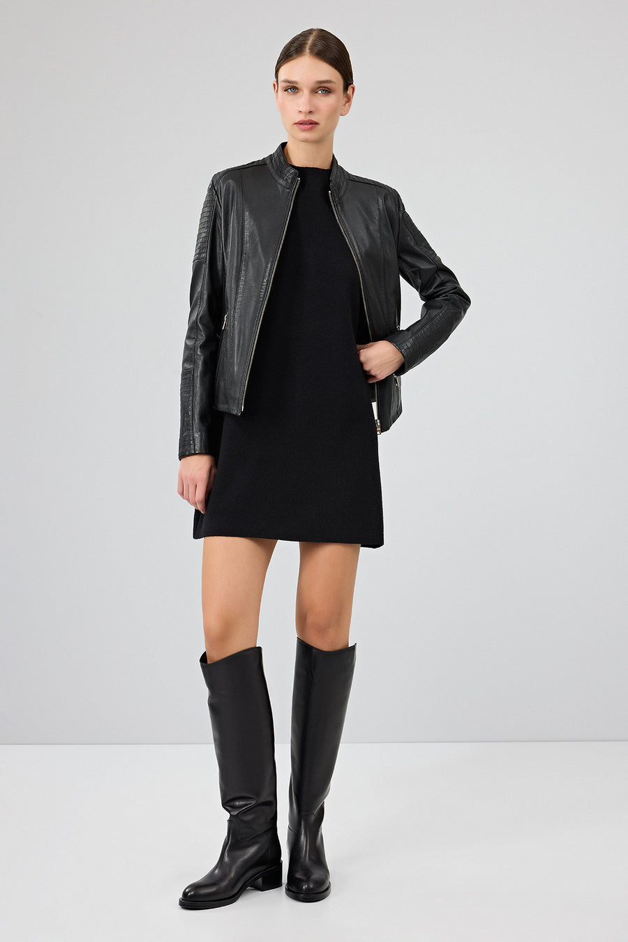Delano Women's Black Short Leather Jacket