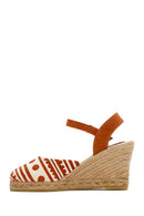Kastamonu Stone Print Women's Taba Patterned Wedge Heeled Espadrille Sandals | Derimod