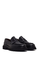Male Black Thick-Soled Leather Loafer | Derimod