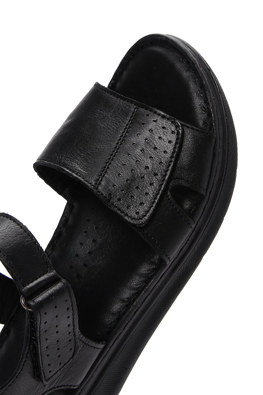Kadın Siyah Bilekten Bantlı Deri Comfort Sandalet