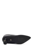 Women's Black Zippered Stone Detailed Heeled Boot | Derimod