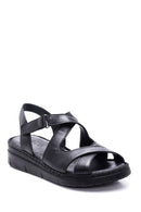Kadın Siyah Deri Comfort Sandalet | Derimod