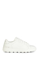 Geox Women's White Lace-Up Spherica Ecub Leather Sneaker | Derimod