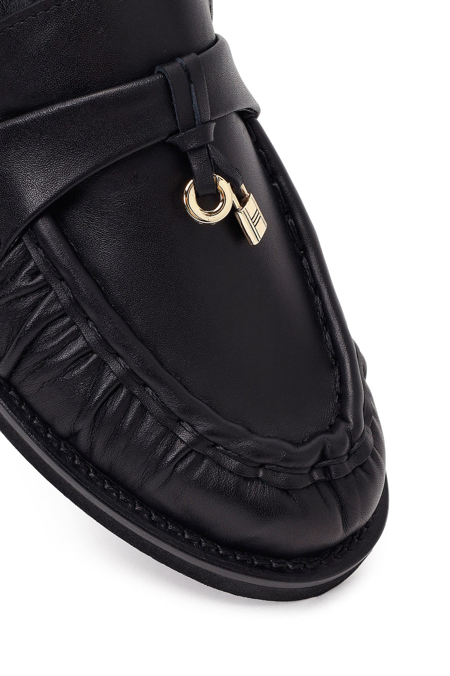 Kadın Siyah Deri Maskülen Loafer
