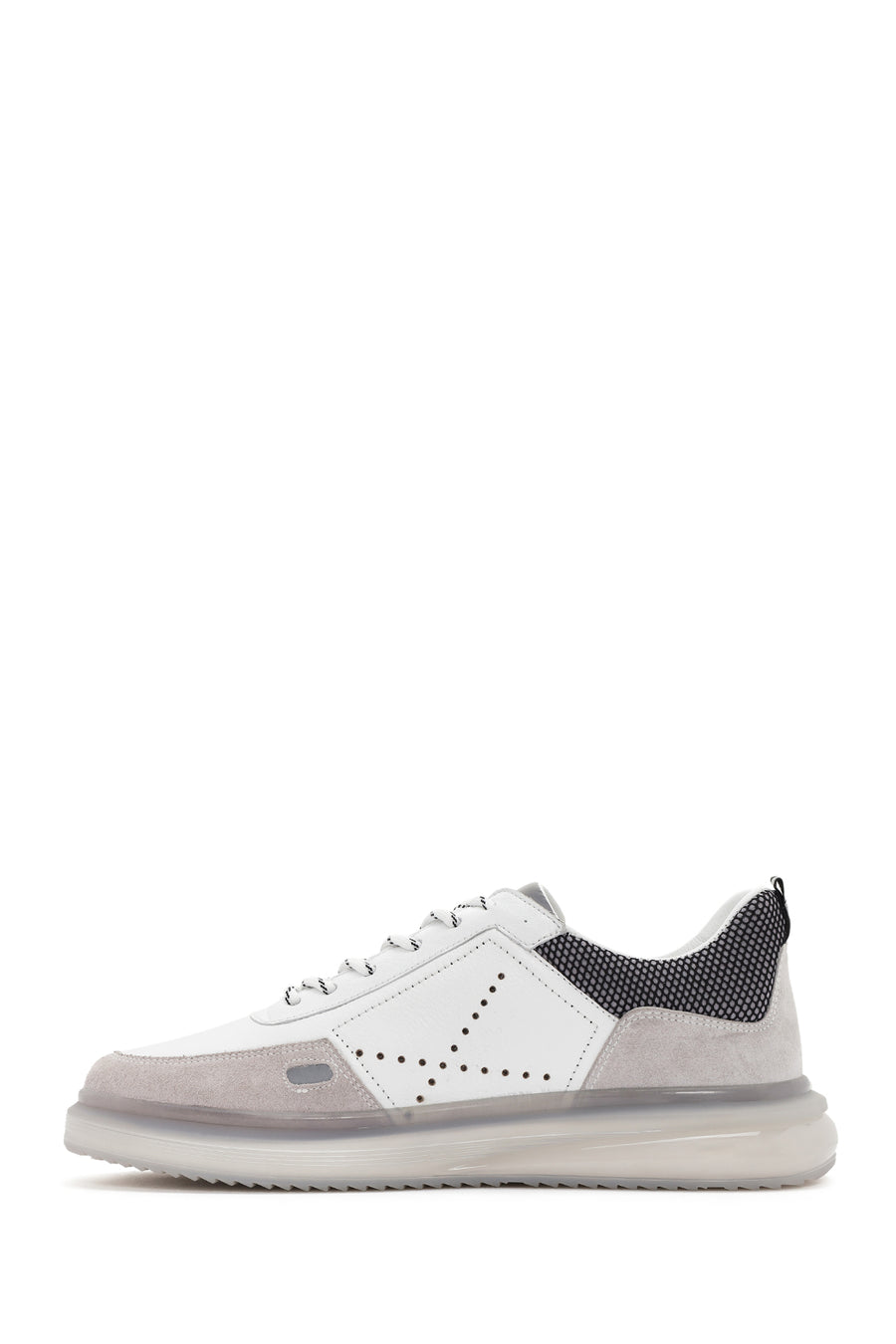 Men's White Lace-up Leather Sneaker