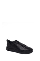 Erkek Siyah Bağcıklı Deri Sneaker | Derimod