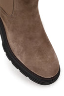 Male Mink Thick-Soled Suede Casual Chelsea Boots | Derimod