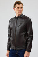 Owen Men's Brown Leather Coat | Derimod