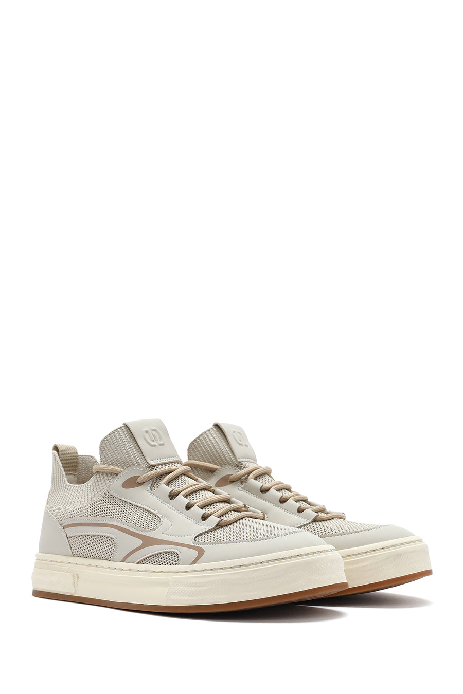 Men's Beige Lace-up Leather Sneaker