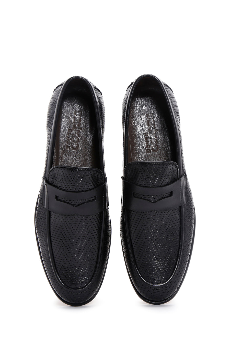 Men's Black Leather Printed Classic Loafer