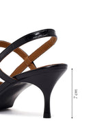 Woman Black Open-Back Thin-Heeled Croc-Embossed Leather Shoes | Derimod