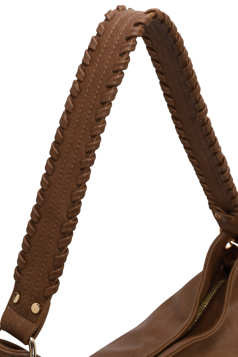 Woman Tan Long-Strap Shoulder Bag