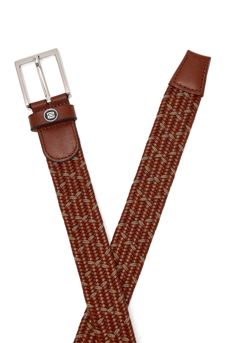 Men's Brown Braided Leather Belt