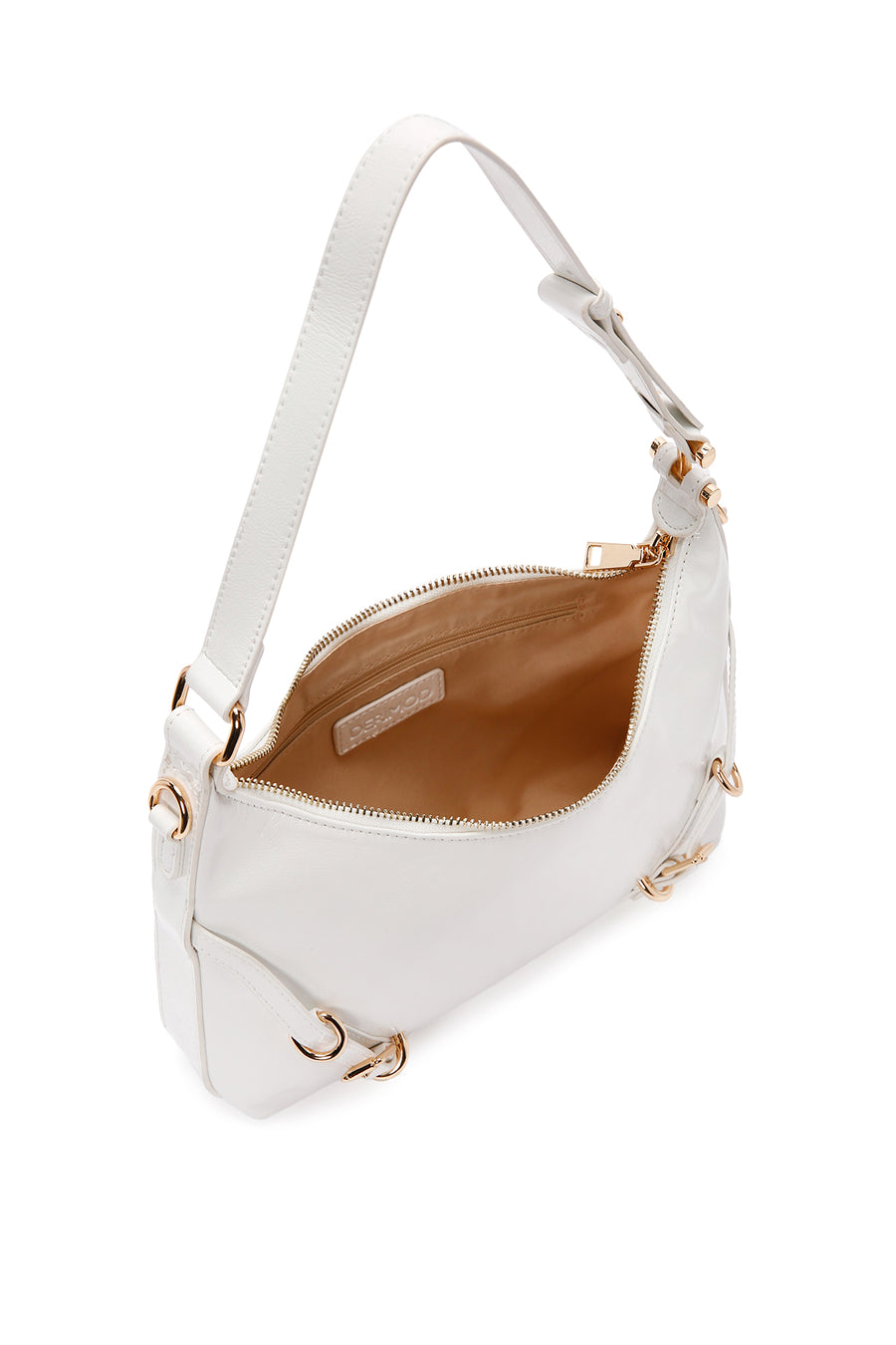 Women's White Long Strap Patent Leather Shoulder Bag