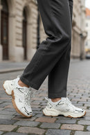 Kadın Beyaz Bağcıklı Kalın Tabanlı Sneaker | Derimod