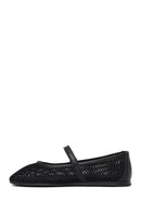 Woman Black Buckled Mesh Ballerine flats | Derimod