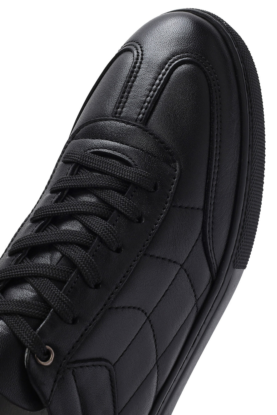 Erkek Siyah Bağcıklı Deri Sneaker