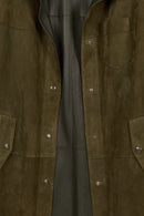 Los Angeles Woman Green Suede Coat | Derimod