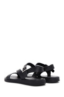 Women's Black Leather Comfort Sandals | Derimod