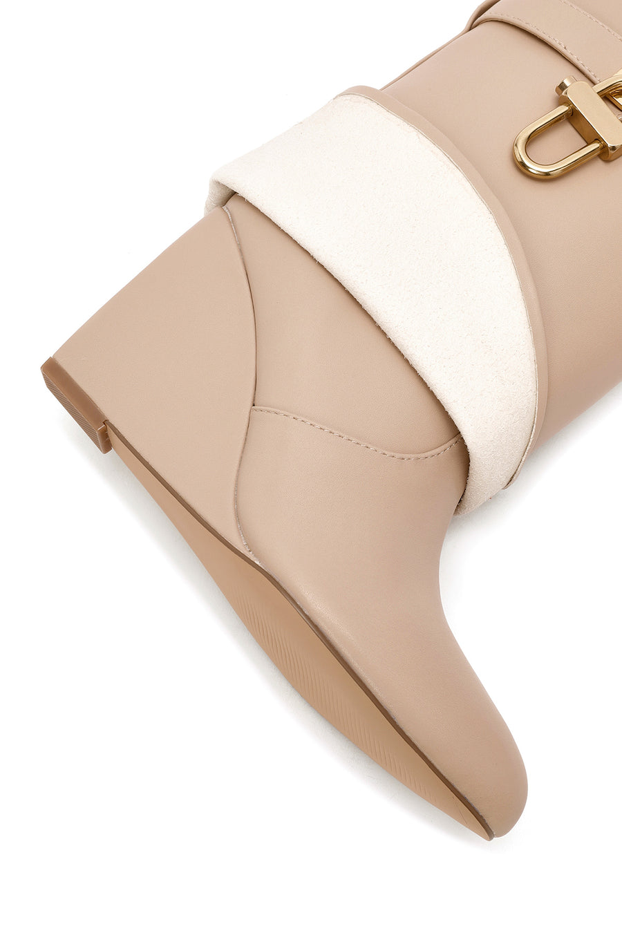 Women's Beige Wedge Heel Boots