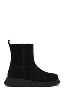 Woman Black Zip Closure Thick-Soled Suede Boots | Derimod