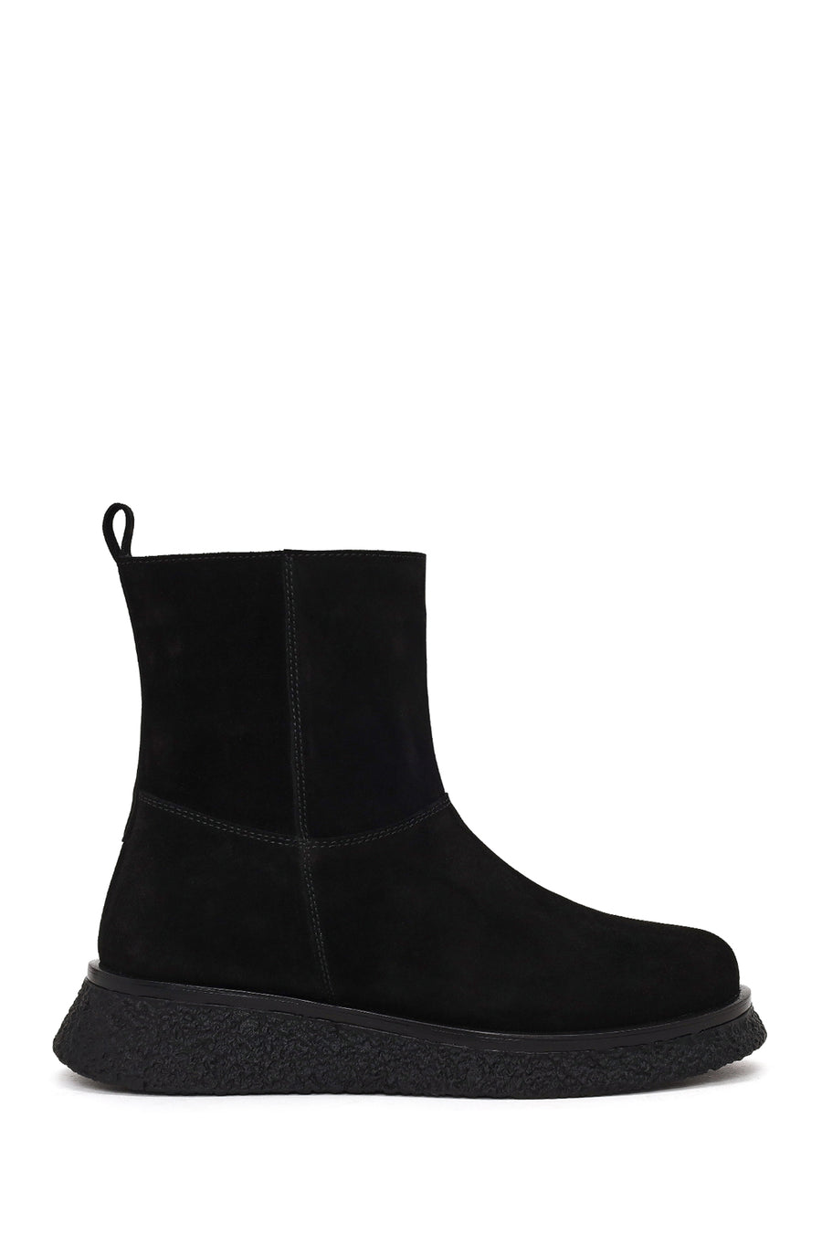 Woman Black Zip Closure Thick-Soled Suede Boots WF450025DS | Derimod